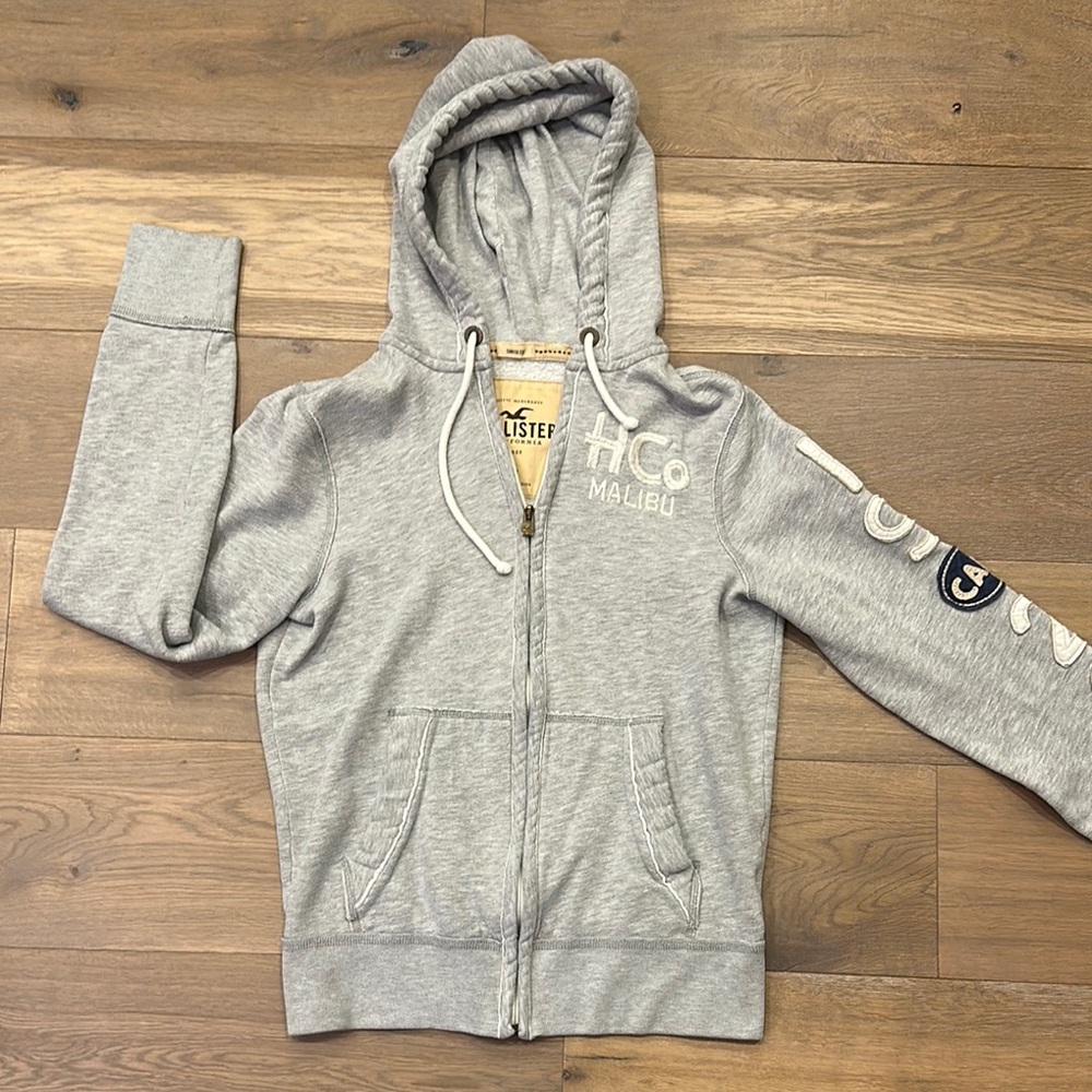 Hollister Gray Zip-Up Hoodie Sweatshirt